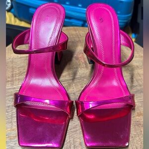Zara Metallic Chrome Pink Heels